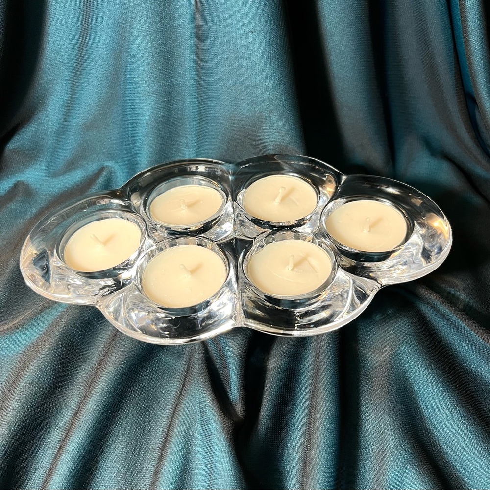 VTG JL John Lewis Crystal Glass Tea Light Votive CandleHolder 6 candles included